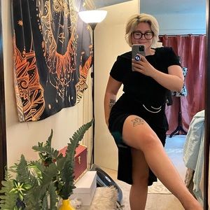 Vintage Black Velvet slit dress!